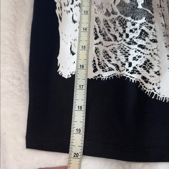 Women's Black and White Lace Graphic Top - Picture 6 of 7